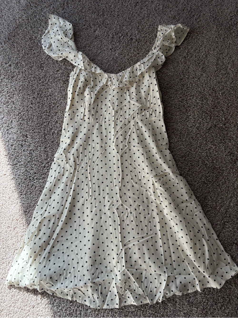 Silky Polka Dot Ruffle Strap Dress